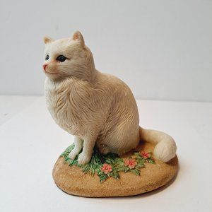 Charmstone Persian Cat Figurine Signed Earl Sherwan 1985 Vintage Coldcast Marble
